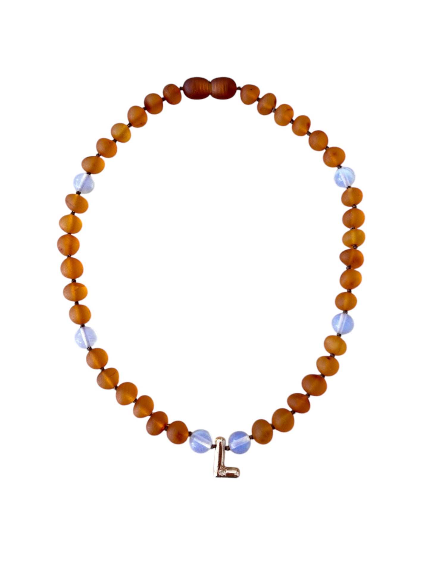 Baby Initial Teething Necklace - Cognac