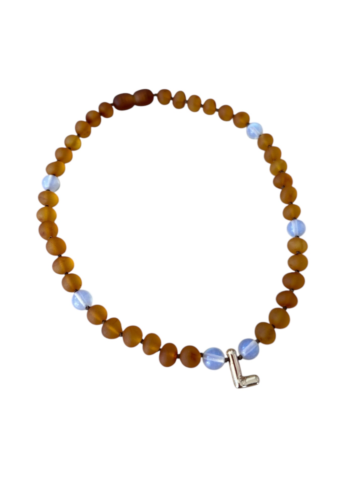 Baby Initial Teething Necklace - Cognac
