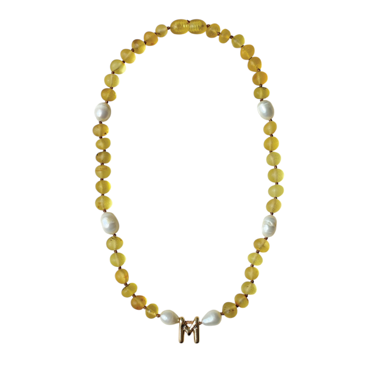 Baby Initial Teething Necklace - Lemon