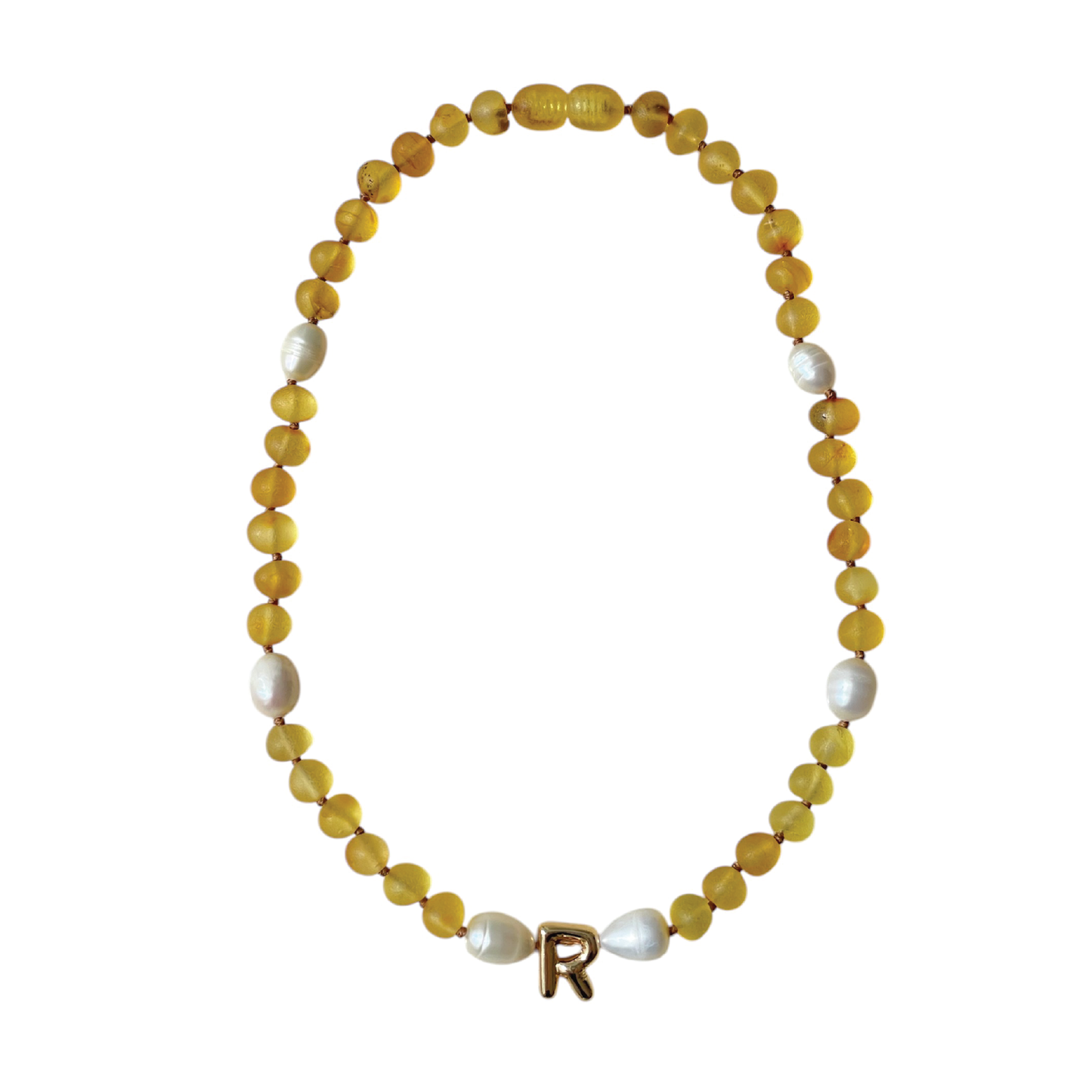Baby Initial Teething Necklace - Lemon