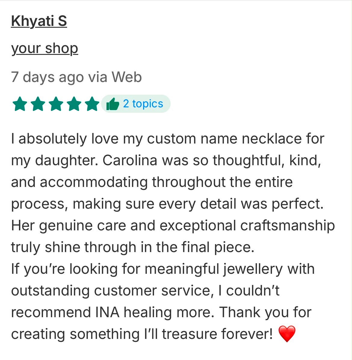 Customer love review