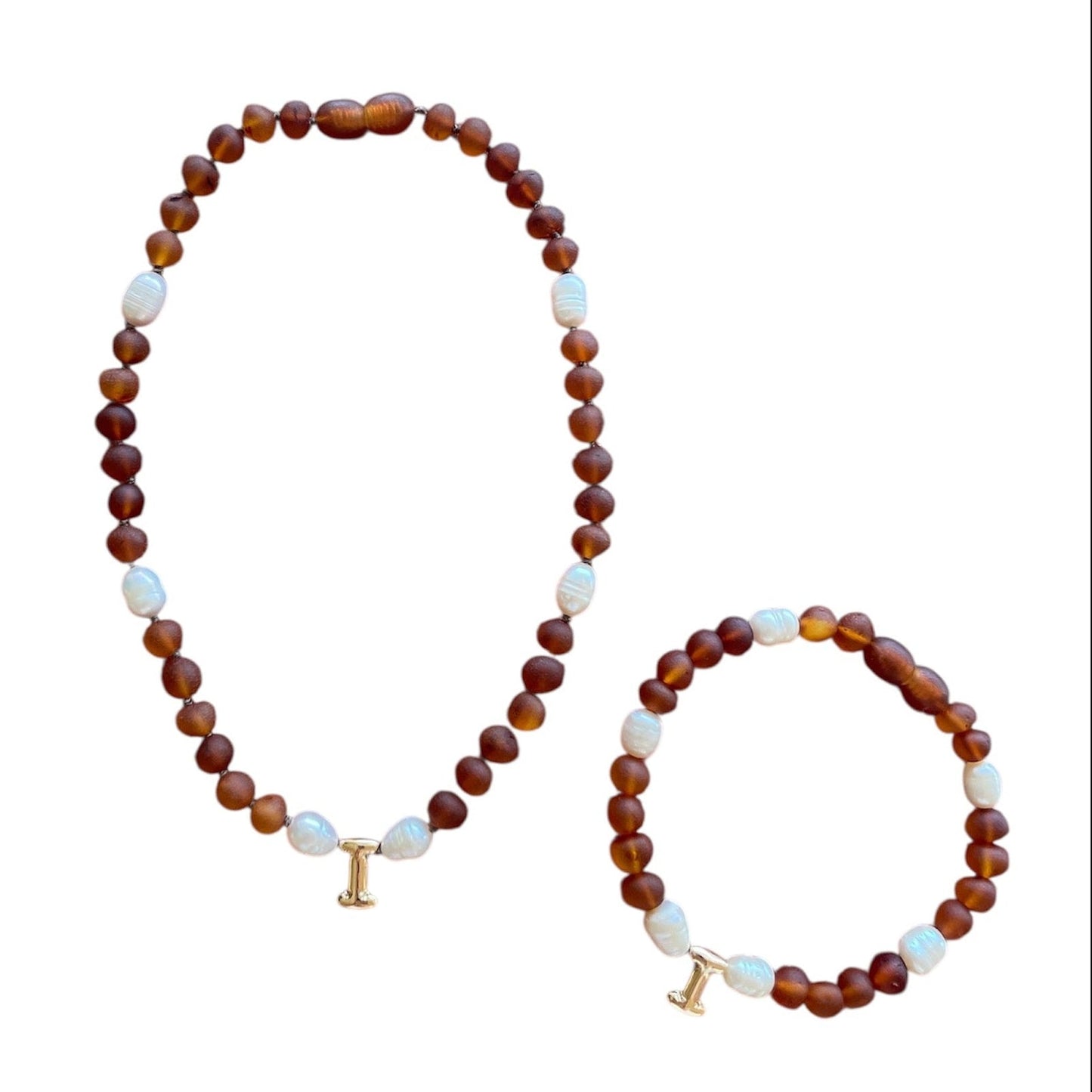 Adult Bracelets - Baltic Amber / Rose Quartz